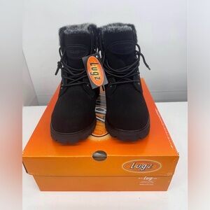 Lugz Black Boots with Faux Fur Trim